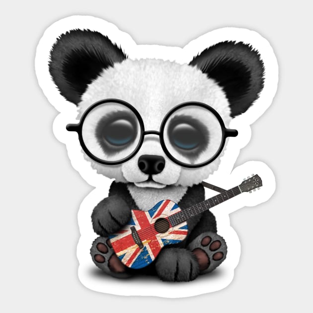 Baby Panda Playing British Flag Guitar Sticker by jeffbartels